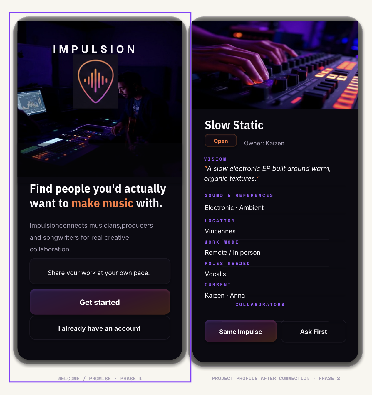 Impulsion screen designs