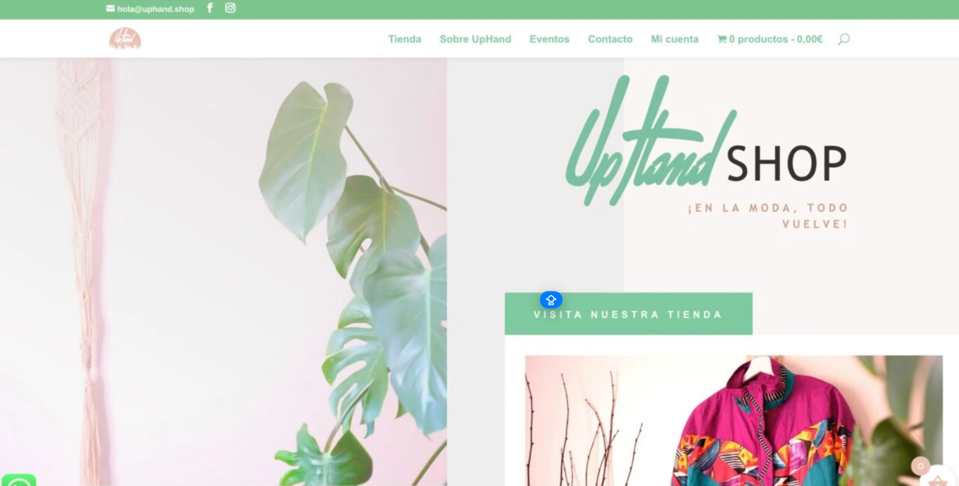UpHand Shop online store homepage.