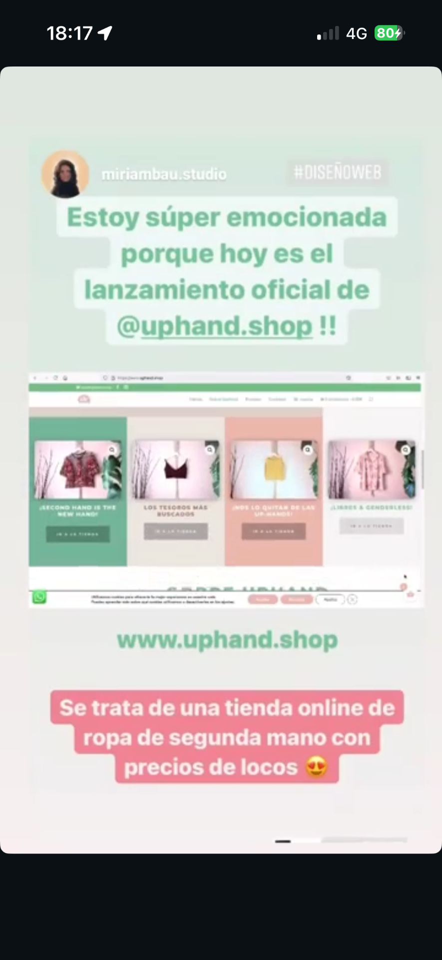 UpHand Shop launch campaign shared on Instagram.